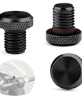 3 Pack Universal Motorcycle Mirror Hole Plugs M10 Thread Tough As Nails Aluminum Handlebar End Caps For Custom Biker Rides And Dope Custom Looks In Matte Black detailed view showing top and side angles.