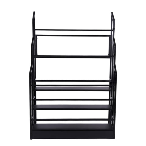 No Fuss Heavy Duty Three Tier Commercial Textile Fabric Roll Organizer Built Like A Tank With Detachable Rods For Vinyl Spools Keeping Your Workroom Tidy And Rolling Right, black metal rack, front view