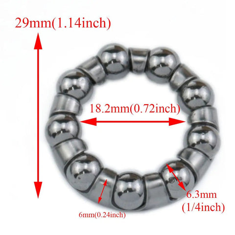 Rear Hub Bearing Set For Mountain And Road Bikes, 1/4 Inch Ball Bearings With Retainer And Hub Cups, dimensions labeled