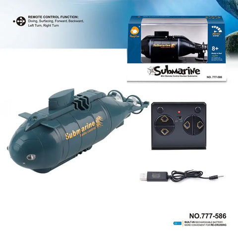 Compact 6CH RC Submarine With High Speed Waterproof Diving Action For Pools Lakes And Bathtubs Realistic Cool Mini Sub Toy for Kids and Adults Ideal Gift Blue box contents display