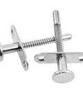 Straight Up Heavy Duty Stainless Steel Spring Plunger Latch With Corrosion Resistant Bolt And Four Included Mounting Screws in silver finish with spring design.