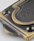 Close-up of the Rock Solid Heavy Duty Sliding Bolt Door Latch With Smooth Rolling Action For Patios And Barns Copper Bronze Finish.