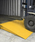 Heavy Duty Steel Shipping Container Ramp For Trucks And Forklifts 16000 Pound Diamond Plate Bridge in use with forklift