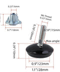 Smooth Setup Guaranteed Every Single Day 16 Pieces 1/4 20 Adjustable Furniture Leveling Feet With T Nuts showing detailed dimensions.