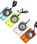 Orienteering Baseplate Compass With 360 Degree Bezel And Magnifier For Hiking Camping Scouting And Survival Navigation Gear in blue, green, white, and orange.