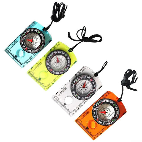 Orienteering Baseplate Compass With 360 Degree Bezel And Magnifier For Hiking Camping Scouting And Survival Navigation Gear in blue, green, white, and orange.