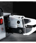Close-up of Professional Electric Terminal Crimping Tool And Automatic Wire Stripper Combo showing crimping jaws and controls.