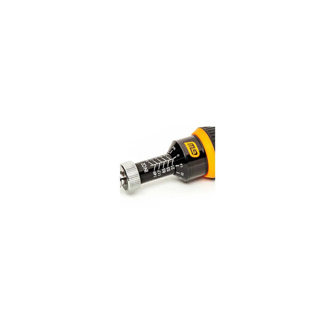 Close-up of One Quarter Inch Drive Torque Screwdriver With Locking Collar And Quick Release Bit Holder Pro Grade, showing scale.