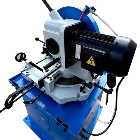 Knockout Shop Beast 4 HP 16 Inch Cold Cut Saw with powerful motor, adjustable spinner vise, ideal for metal cutting.