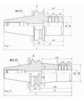 Premium BT50 CNC Collet Offering SLN40 U Type Side Fixed Fitment with detailed dimension diagram for precision grinding.