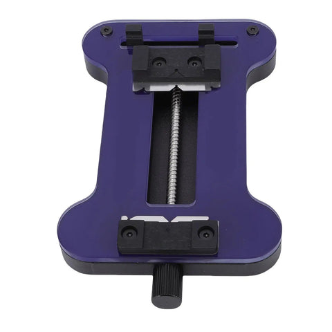 DIY Friendly PCB Circuit Board Fixing Holder Clamp with tempered glass for mobile phone motherboard repairs, top view.