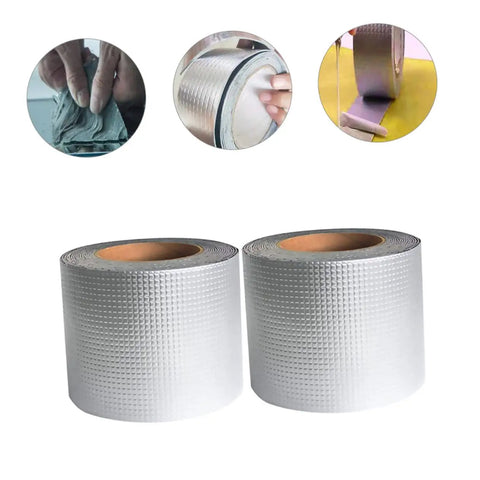 Two Rolls Butyl Repair Tape Sealant For Roof Leaks, Pipe Cracks, And Outdoor Surfaces, Quick Fix Waterproof Tape For Roof Seams