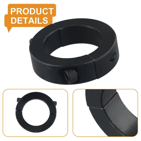 Solid Steel Two Piece Shaft Collar Clamp Ring Black Oxide Finish 40mm Fits Workshop Machinery Tight Grip Keeps Surfaces Mint Clean Low Profile Recessed Screw Heads Ensure Safer Handling Great For Flexible Shafts Or Compact Equipment For Shop Jobs, black shaft collar