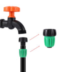 4 Pack Three Quarter to One Half Inch Faucet Adapter for Drip Irrigation Hose and Tubing US Standard Easy Hookup displayed on faucet