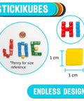 125 Pack Mini Sticky Stacking Cubes Four Color Set For STEM Hands On Building And Creative 3D Art Projects Kid Friendly Classroom And Home Decor Toy Blocks For Learning Fun. 1 cm cubes with penny size reference