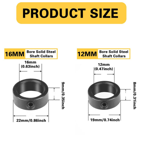 8 Pack 5/8 Inch Bore Solid Steel Shaft Collars With Zinc Plated Coating Built For The Jobsite And Heavy Duty Machinery Durable Shaft Clamps With Mixed 16mm And 12mm Sizes For Precise Drilling Fixtures