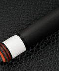 Close-up of Premium Aviation Carbon Fiber Pool Cue Single Shaft Kit with 3/8 x 8 Radial Pin Uni Loc Joint, seamless butt joint.