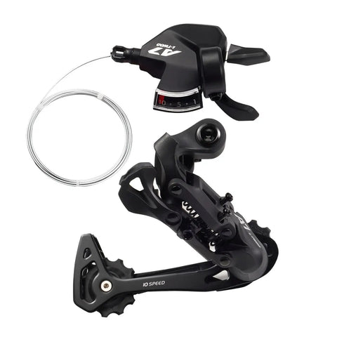 Heavy Duty Beefy 10 Speed Right Shift Lever Set for Mountain Bikes with Direct Mount Rear Derailleur, durable black design