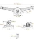 Diagram showing dimensions of 2 Pack Heavy Duty Lid Support Hinges With 110 Degree Free Stop, Tension Adjustable, zinc alloy parts.