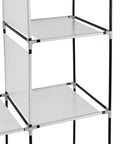 Portable Closet Wardrobe Organizer With Dustproof Cover Freestanding Storage Rack Hella Spacious Clothes Armoire For Dorm Or Apartment Straight Up Easy Pop Up Build Grey close-up of steel frame and shelves