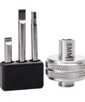 Compact Carburetor Tool Kit with Machined Aluminum Driver, Pro Grade Bits, 6mm Socket, Screwdrivers, and Allen Wrench.