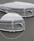 Close-up view of Dustproof Safety Push Button Cover Protector For PCs Computers Dishwashers And Washing Machines With Easy Install Double Sided Tape Keeps Dirt Out And Buttons Safe No Fuss Elevator Button Shield, showing transparent design and edge details.