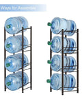Heavy Duty 4 Tier 5 Gallon Water Jug Rack Stand for Home Office Pantry Steel Water Bottle Holder Dark Brown Finish Rustproof and Easy Assembly No Tools Required, two assembly options