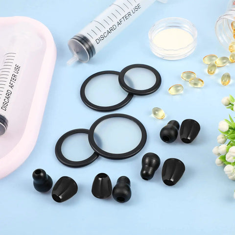 Two Sets Stethoscope Replacement Parts For Adult And Pediatric Diaphragms With Silicone Ear Tips Includes Two Adult Diaphragms Two Pediatric Diaphragms And Eight Replacement Ear Tips Black