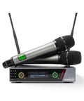 Dual Channel UHF Wireless Microphone System with Auto Scan and IR Sync, two mics, metal body, LCD display