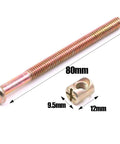M6 X 80mm Zinc Plated Hex Socket Cap Screws And Barrel Nuts Set with dimensions, DIY furniture kit.