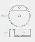 Top Tier Grey Terrazzo Round Vessel Sink 15.7 Inches Above Counter Bathroom Vanity Basin dimensions illustration