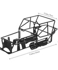 Rugged Metal Tube Chassis Frame With Roll Cage For 1 Sixteenth Scale RC Cars Fits WPL C14 C24 And C24 One, side view with dimensions