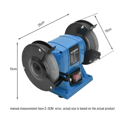 Badass 5 Inch Desktop Bench Grinder With Dual 36 And 60 Grit Wheels And Built In Work Light Designed For Sharpening Blades Polishing Hardware And Crushing Tough Diy Tasks At Home, showing size and details.