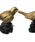 Bird Shaped Curtain Rod Finials Gold Finish Metal Ends For Curtain Rods Easy To Install Set Of 2 Durable Rust Resistant Decor For Windows Or Bedroom Adds Elegant Bird Charm To Your Space. gold bird finials set of 2 with black base for curtain rods