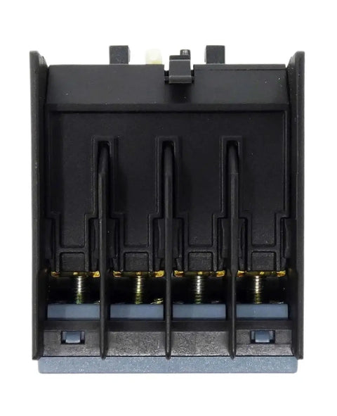 Heavy Duty 4 Normally Closed Auxiliary Contact For Industrial Control Relay Assembly Rated 10 Amp At 690 Volt AC On DIN Rail Mounting System, top view.
