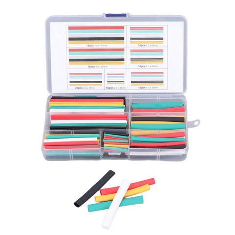 Super Cool 140Pc Heat Shrink Tubing Kit That Totally Slaps For All Your Wire Wrapping Needs And Durable Electrical Insulation Work Plus Color Coding And Cable Bundling In Various Sizes To Keep Yall Safe, assorted tubes in case