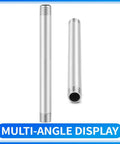Stainless Steel 304 Pipe Fitting Nipple 1/2 NPT Male To 1/2 NPT Male, 10 Inch Length, 2 Pack, side and front views