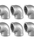 Pack of six Stainless Steel 304 90 Degree Pipe Elbow Fitting Three Quarter Inch To Three Quarter Inch Female NPT Threads Class 150