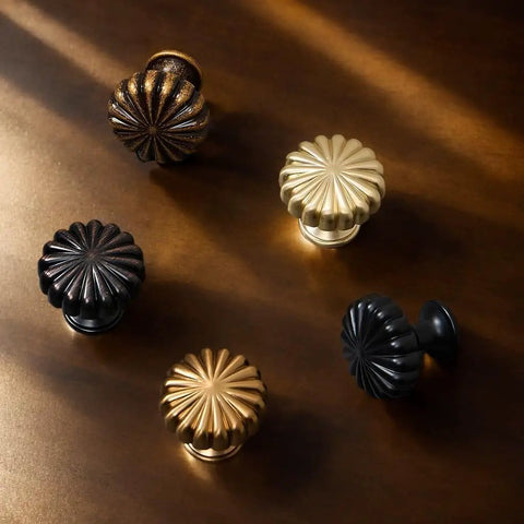 10 Pack Retro Vintage Round Cabinet Knobs 1.1 Inch Diameter Champagne Bronze Zinc Alloy Hardware On Wooden Surface
