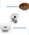 Dope Walnut Wood Grain Round Cabinet Knob Set, 2 Pack with smooth surface and deep hole thread details displayed