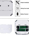 Back view of two pack carbon monoxide detector alarm battery operated with digital LCD display showing installation features