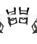One Eighth Scale RC Car Setup Stand and Alignment Kit, CNC Aluminum Chassis Fixture for Precise Toe, Camber, and Ackerman Tweaks, Beefy RC Tool for Off Road Buggy Upgrades with foldable components.
