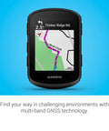 Edge 840 Compact GPS Cycling Computer With Touchscreen And Button Controls showing multi-band GNSS navigation map