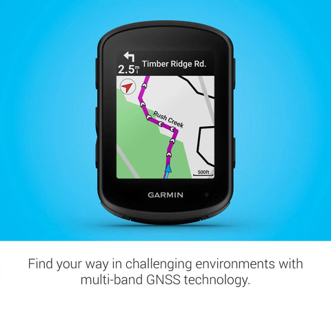 Edge 840 Compact GPS Cycling Computer With Touchscreen And Button Controls showing multi-band GNSS navigation map