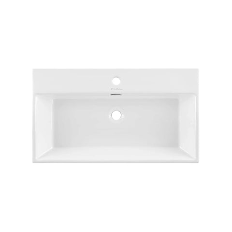 Claire 30 Inch Ceramic Console Sink With Glossy White Basin, Scratch Resistant Non Porous Ceramic, Single Faucet Hole, Overflow Included.