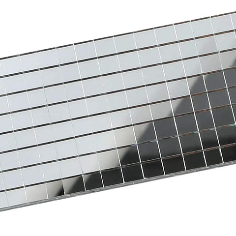Close-up of Self Adhesive Mirror Mosaic Sheets Pack With 9440 Pieces Of 5x5 Mm Silver Square Glass Tiles For DIY Crafts And Home Decor