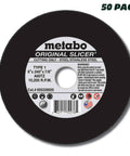 Six Inch Original Slicer Cut Off Wheel Type 1 0.040 Inch Thickness 7 Eighth Inch Arbor Aluminum Oxide Ultra Fast And Flexible For Steel And Stainless Steel 50 Pack