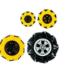 Set of four yellow high-hardness plastic Mecanum wheels for TT-motor smart car with 6mm hubs