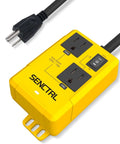 SenCTRL automatic vacuum switch for dust collectors and tools, yellow enclosure with two outlets and on/off switch