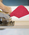 Universal 4 Inch Saw Dust Collection Bag Works Like A Dream For Planers And Table Saw Rigs attached to table saw capturing dust.